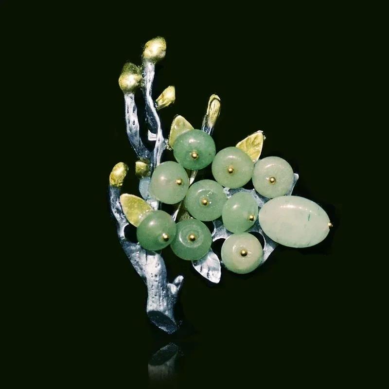 Mode Naturstein Blume Brosche Schmuck Große Broschen Metall Bankett Kleidernadeln Broschen Schalclip Elegante Accessoires