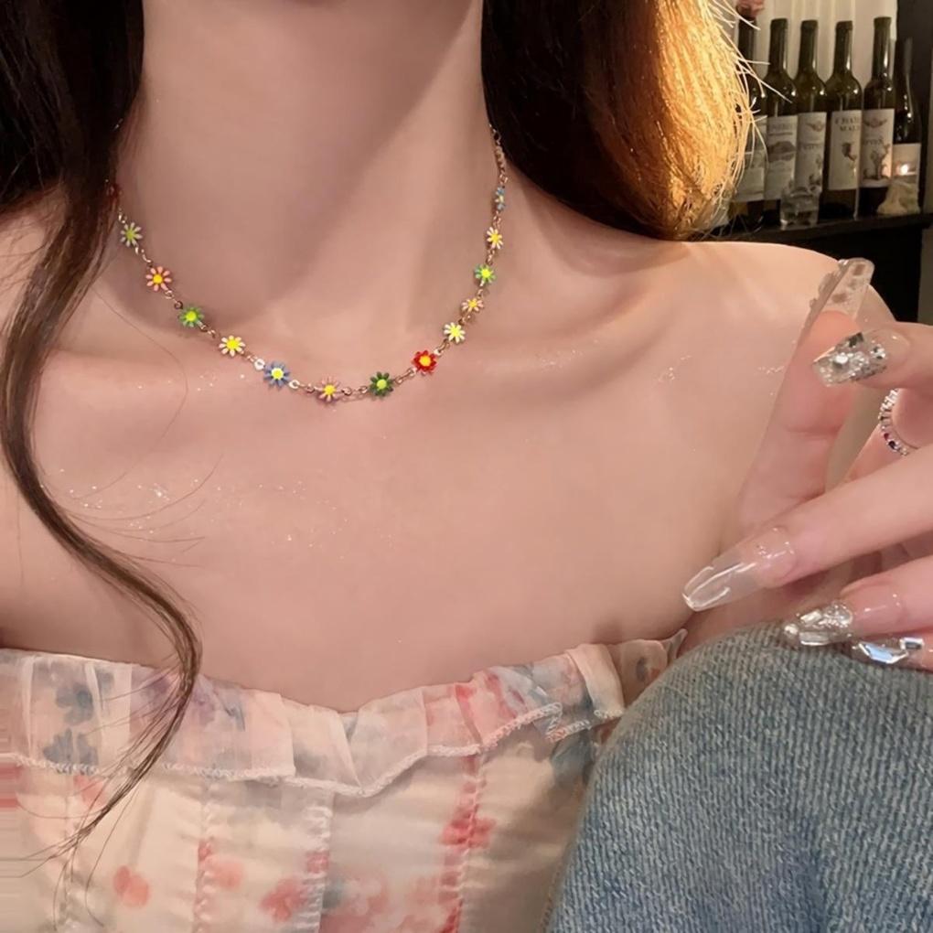 Women's Daisy Flower Floral Earrings Bracelet Necklace