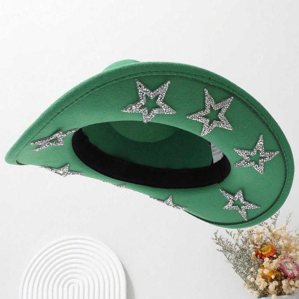 Sequined Star Cowgirl Hat for Women Cosplay Costume Cowboy Hat Bachelorettes Party Headwear Wedding Party Headpiece