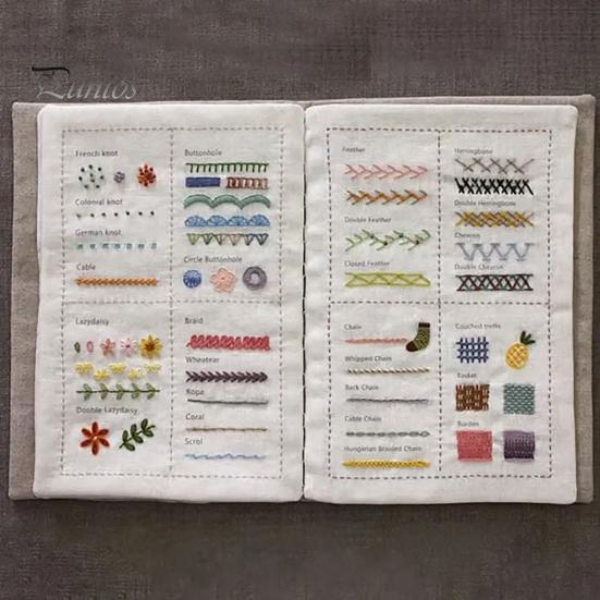 Embroidery Stitch Book DIY Stitch Book Beginners Adults Sewing Book Needlework Stitch Manual Gift for Sewing Embroidery Lovers