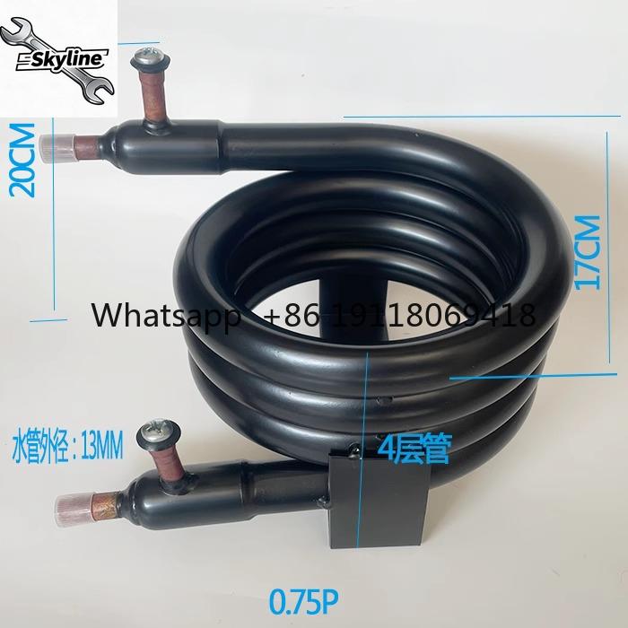 0.5 0.75 1 1.5 2 3 5 6 horsepower Ice maker water-cooled condenser air conditioning tube-in-tube heat exchanger