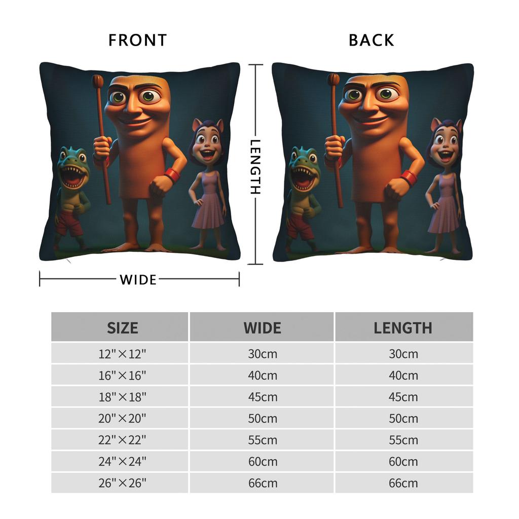 Tung Tung Sahur Cartoon Friends Pillow Case Comfy Pillow Cover For Living Room Chair Retro Trendy Pillowcases