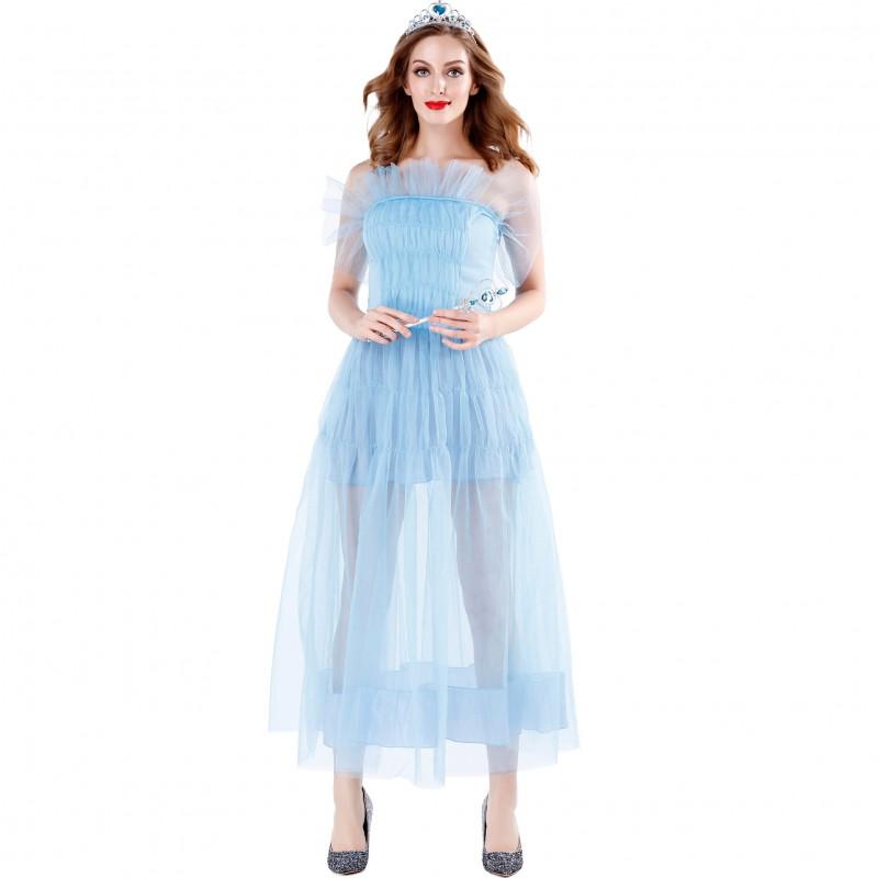 M-XL Snow White Princess Dress Frozen Cosplay Costume Women Halloween Party