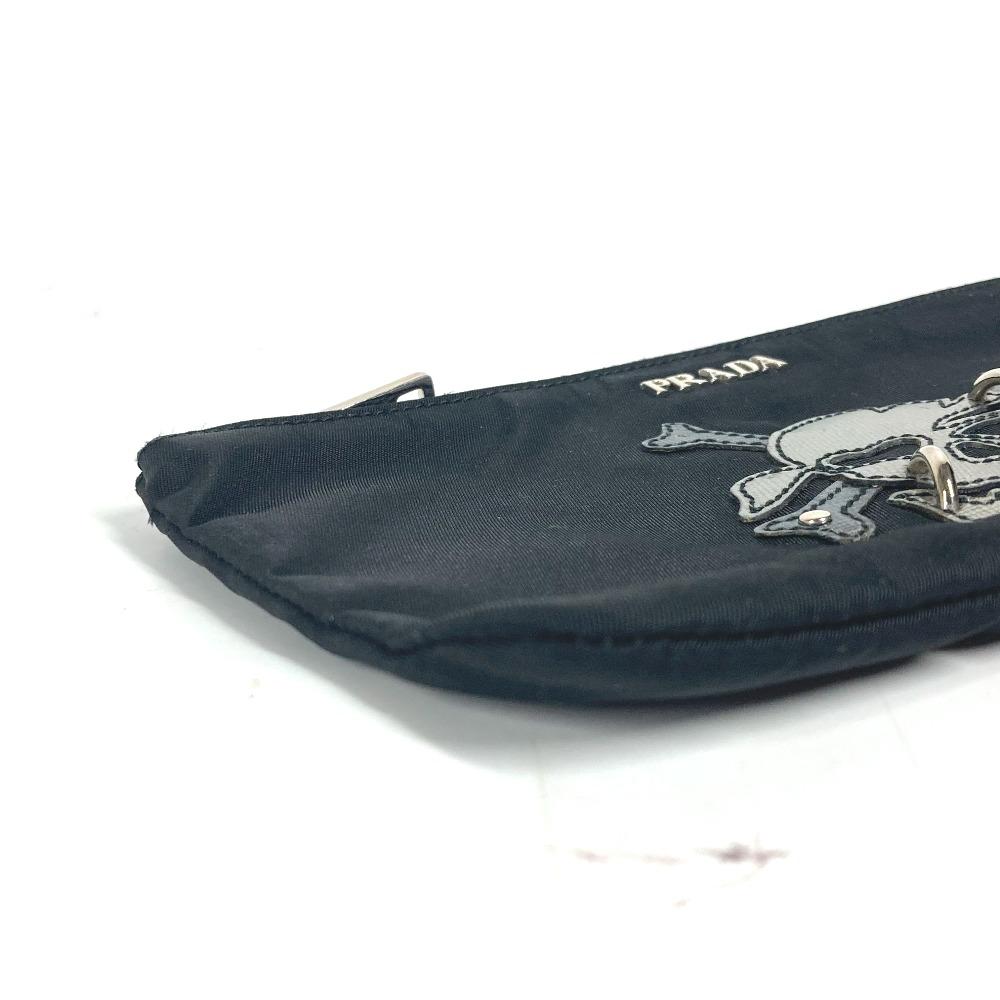 PRADA 2M1214 Makeup pouch Cosmetics Pouch Skull Clutch bag Pouch Nylon Black