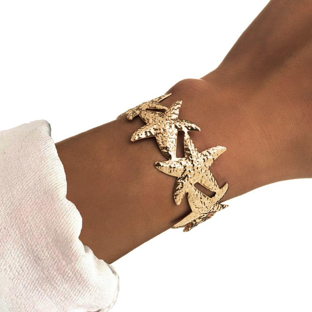 1 PCS Adjustable Metal Starfish Bangle Exaggerated Design Geometric Bracelet New Cuff Bracelet