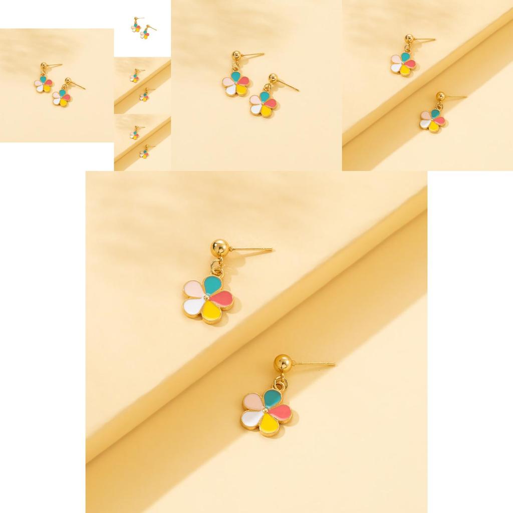 Trendy Colorful Floral Earrings Simple Alloy Design Stylish Street Fashion