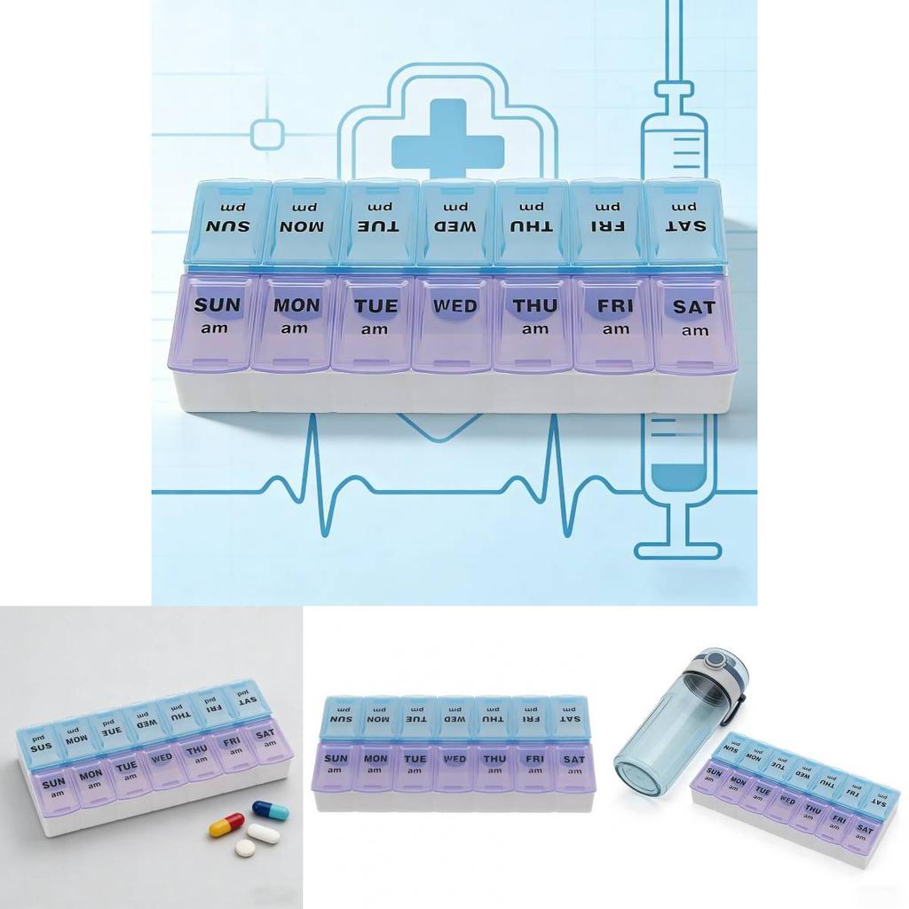 Modern Simplified Plastic Pill Box With Sealed Lids And Multigrid Storage For Daily Medication