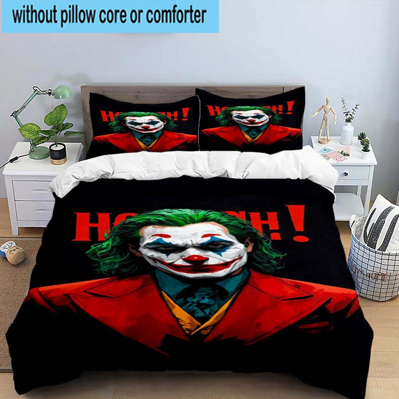 3PCS Cool clown Pattern 3pcs Bedding,Including 3PCS Duvet Cover And 2pcs Pillowcases Perfect for Christmas,Ideal for Bedroom, Dormitory