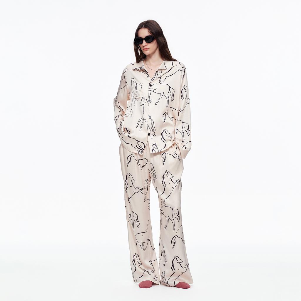 Hot-selling pajamas set women's skin-friendly women's loungewear design European and American long-sleeved trousers set pajamas women