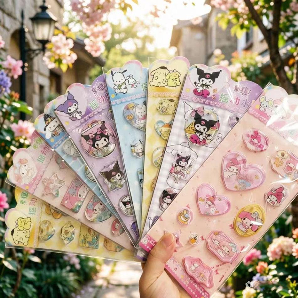 Sanrio Black Beauty Swing Water Sticker Boy Girl Cartoon Cute 3D Glitter Diy Scrapbook Decoration Sticker