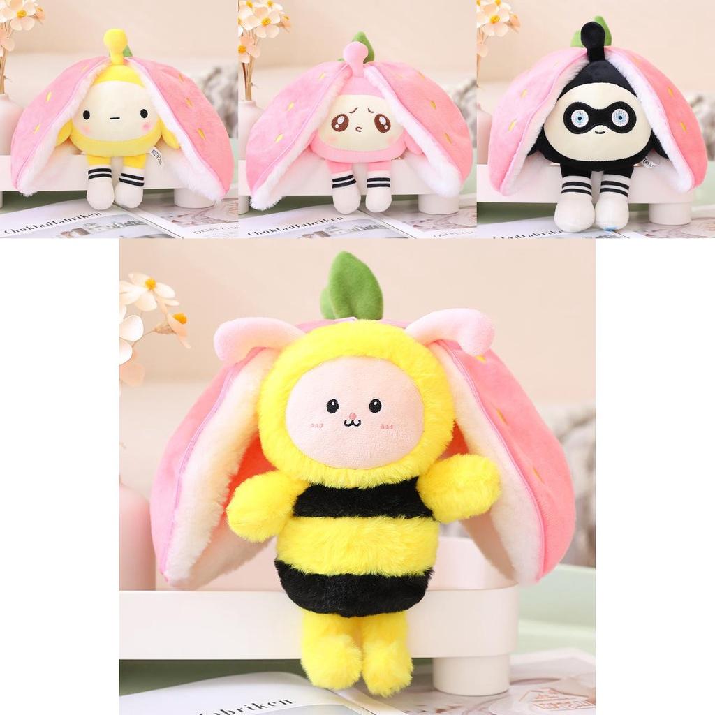 Strawberry Bee Rabbit Plush Toy Transformable Doll For Girls