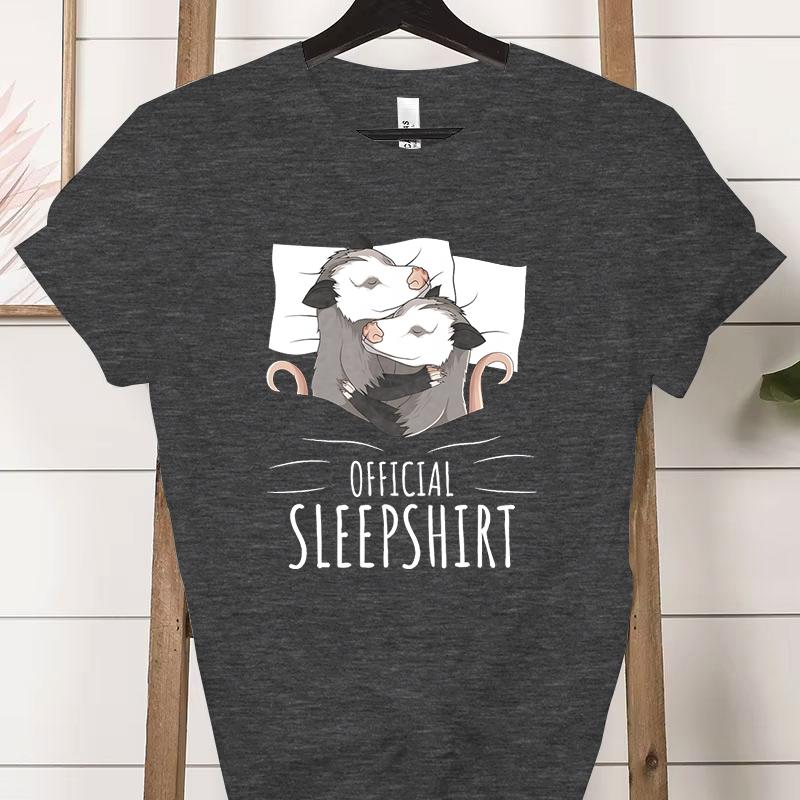 Opossum Official Sleepshirt Graphic T Shirts Women Cute Possum Lover Gift Fashion Casual Tshirt Sleeping Possum Classic Tops