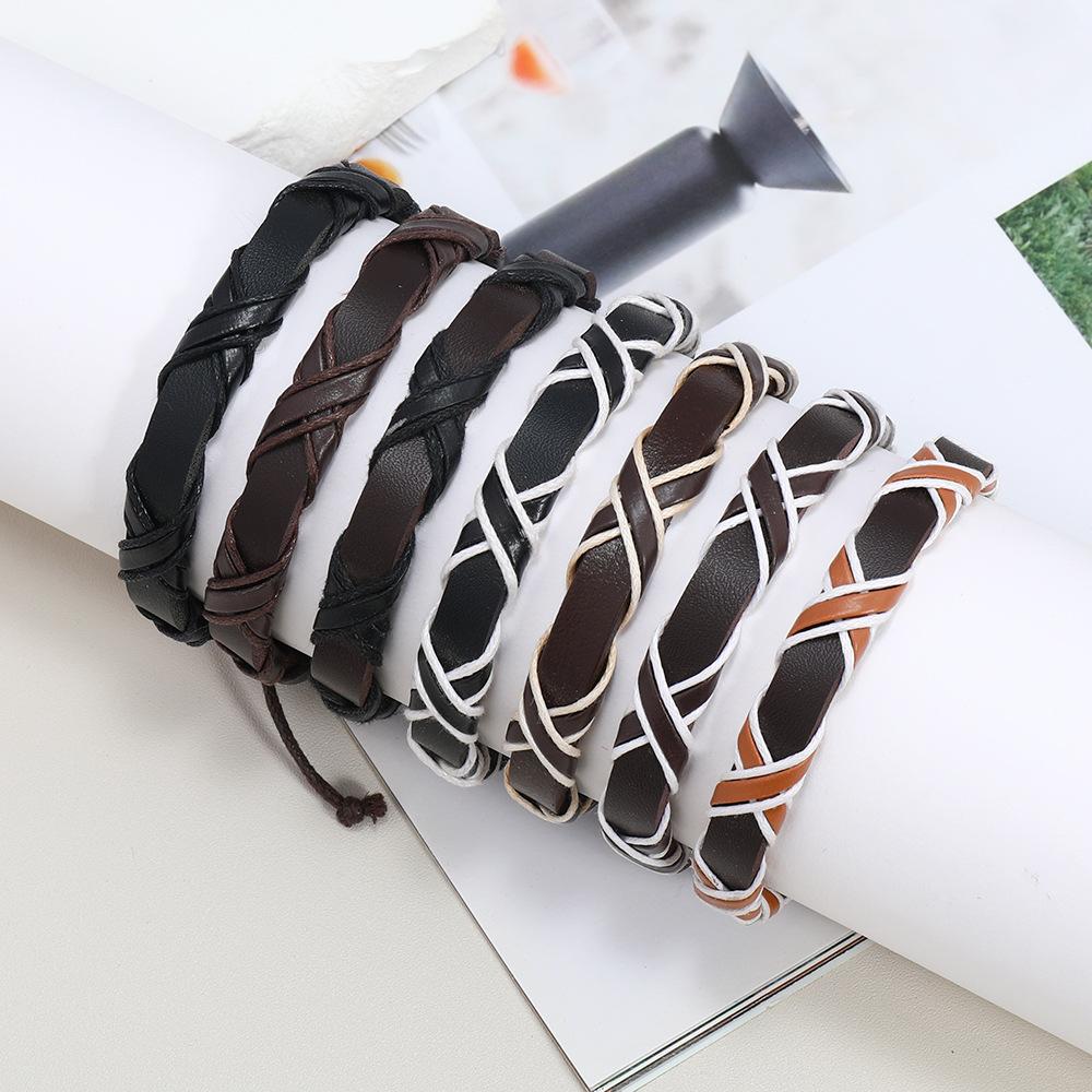 Handwoven Cross Design Bracelet for Men Adjustable Multilayer Minimalist Rope Wristband Stylish Boho Outdoor Sports Bracelet