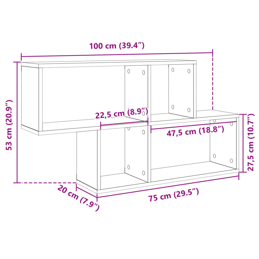 Wall Shelf Concrete Grey 100x20x53 cm Wood Based Material
