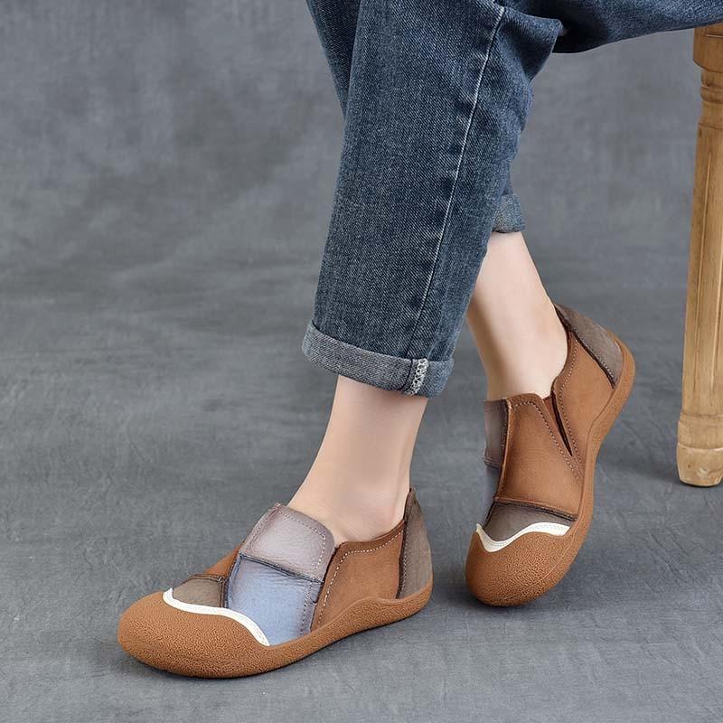 Fashion GKTINOO Genuine Leather Soft Soled Loafers 2025 Autumn New Versatile Casual Mixed Colors Women's Slip-on Shoes