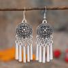 Retro Tibetan silver fringed earrings women's long temperament versatile earrings fashion personality vacation earrings