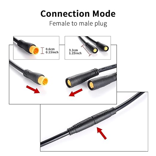 Elcykel Y-SPLITTER 1T2 Kabel Vattentät med 3-polig kontakt För BAFANG BBS01B BBS02B BBSHD Sensorbroms Elcykeltillbehör