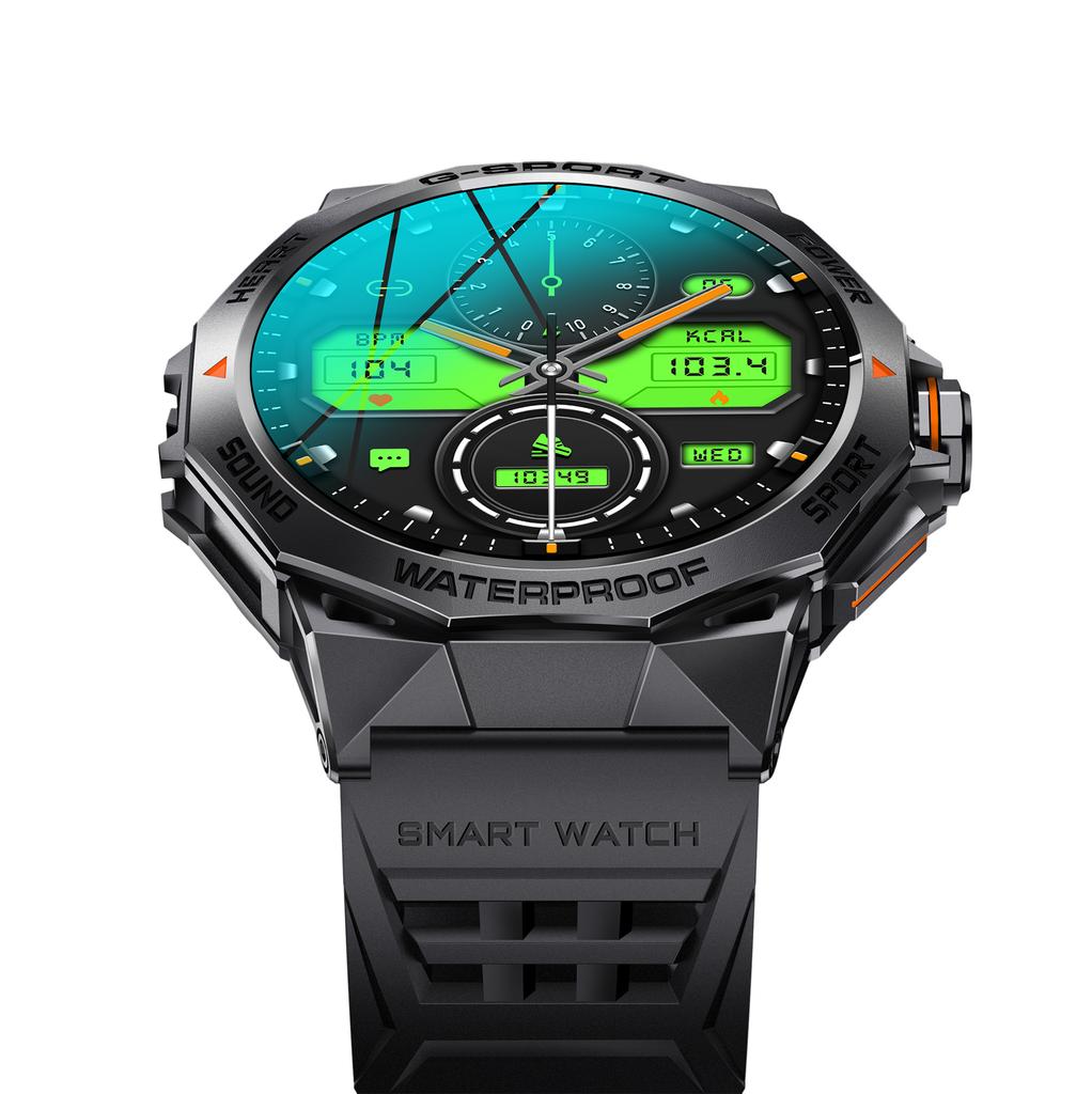 K62 1,43-Zoll AMOLED-Bildschirm Bluetooth-kompatible Anruffunktion Smartwatch mit Multi-Sport-Modi