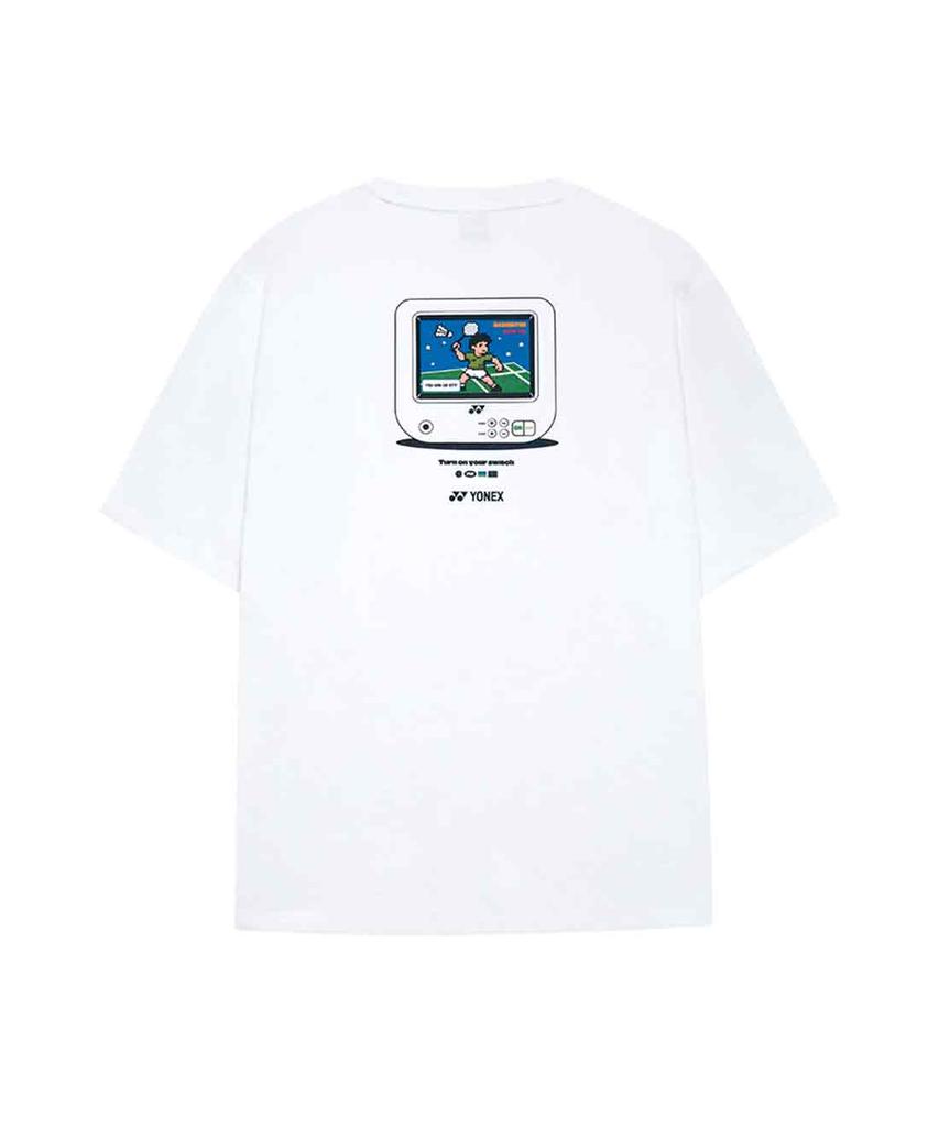 YONEX 261Ts044U White Unisex Retro Game Graphic Short Sleeve T-Shirt