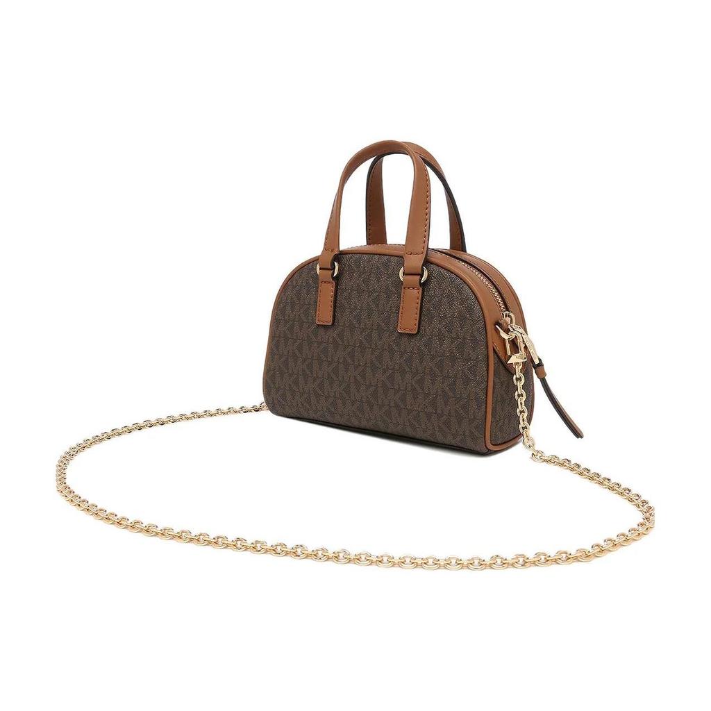 Michael Kors Bolsa de Bowling, Bolsa de Mão, Bolsa de Ombro, Bolsa Transversal Feminina em Couro Sintético com Couro de Vaca Cor Marrom Escuro 32F3G6WC0B-252