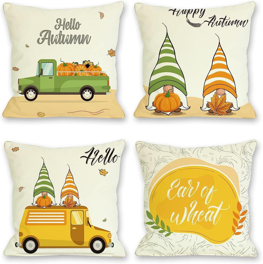 Evropský a americký Den díkůvzdání Dekorativní povlak na polštář Módní Kreslený Podzimní sklizeň Dýně Písmeno Slunečnice Potisk Polštářový povlak