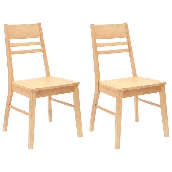 Chaises de salle à manger - MAISON EXCLUSIVE - Lot 2 - Bois de hévéa massif - Dossier ergonomique - Pieds carrés
