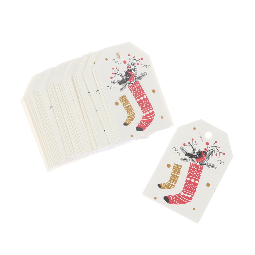 50PCS Party Cards Xmas Decoration Kraft Paper Hang Tags Gift Wrapping Christmas Labels Kraft Tag