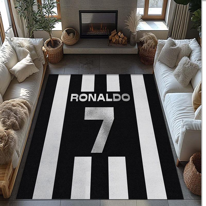 Cristiano Ronaldo Nadrukowany Flanelowy Dywanik Obszarowy Antypoślizgowy Miękki Poliestrowy Dywanik Podłogowy Mata Dekoracyjna do Sypialni Salonu Kanapy