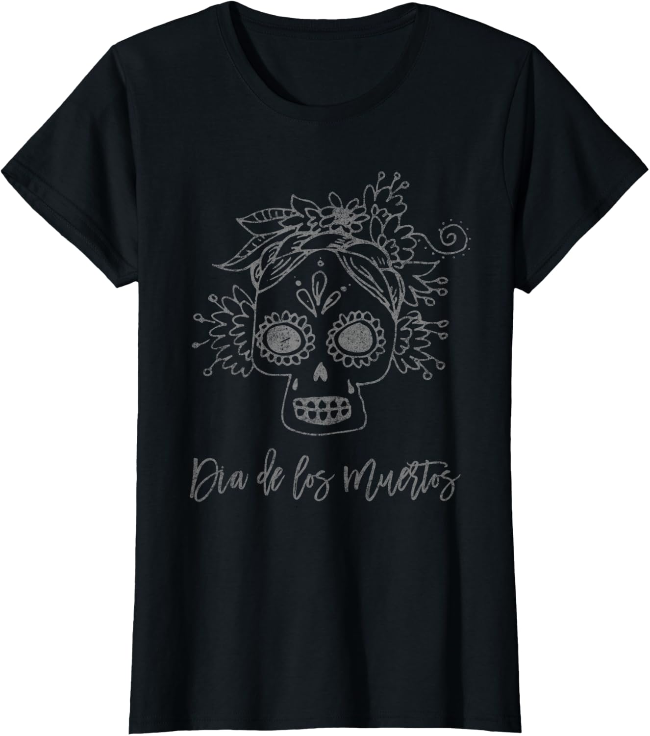 Womens Vintage Sugar Skull Shirt Tee Distressed Dia De Los Muertos S