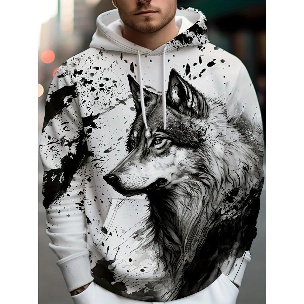 Animal Wolf graphic Men's Fashion 3D Print Outdoor Hoodie Streetwear Hoodies Hooded Front Pocket Designer Hoodie Sweatshirt