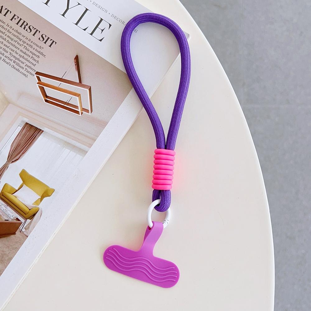 Universal Braided Short Mobile Phone Lanyard Strap Hanging Chain Ring Silicone Cord with Patch Wrist Strap Cell Phone Detachable