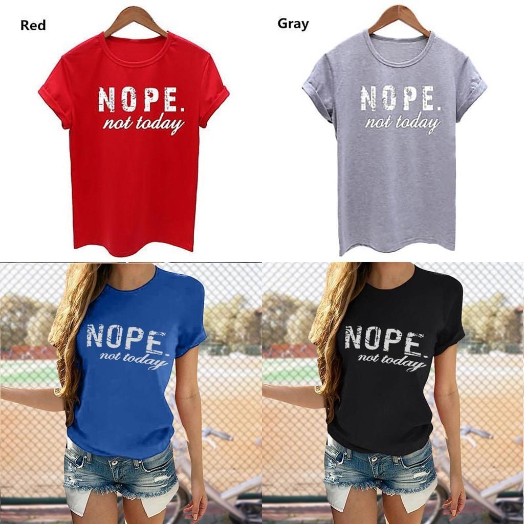 Nein, nicht heute Damen T-Shirt Stilvolles Kurzarm Rundhals Lässiges Lockeres Oberteil