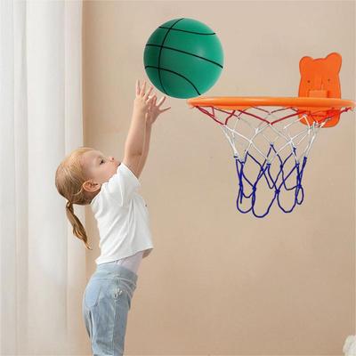 Basketball Silencieux Avec Sac Filet Dribble Intérieur Basketball en Mousse Sans Air Dribble Silencieux Entraînement Intérieur Ballon Silencieux Rebond Silencieux