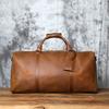 NZPJ Retro Genuine Leather Travel Bag Crazy Horse Leather Men's Handbag Top Layer Cowhide Crossbody Bag Wearable Trolley Luggage