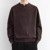 Trendy Brand Men's Plain Color Henley Collar Sweater - Fashionable, Casual Knitwear for Autumn and Winter.