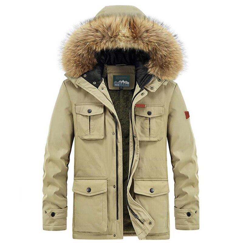 Men's velvet cotton-padded clothes medium and long hooded cotton-padded clothes casual large size thickened jacket winter thicker