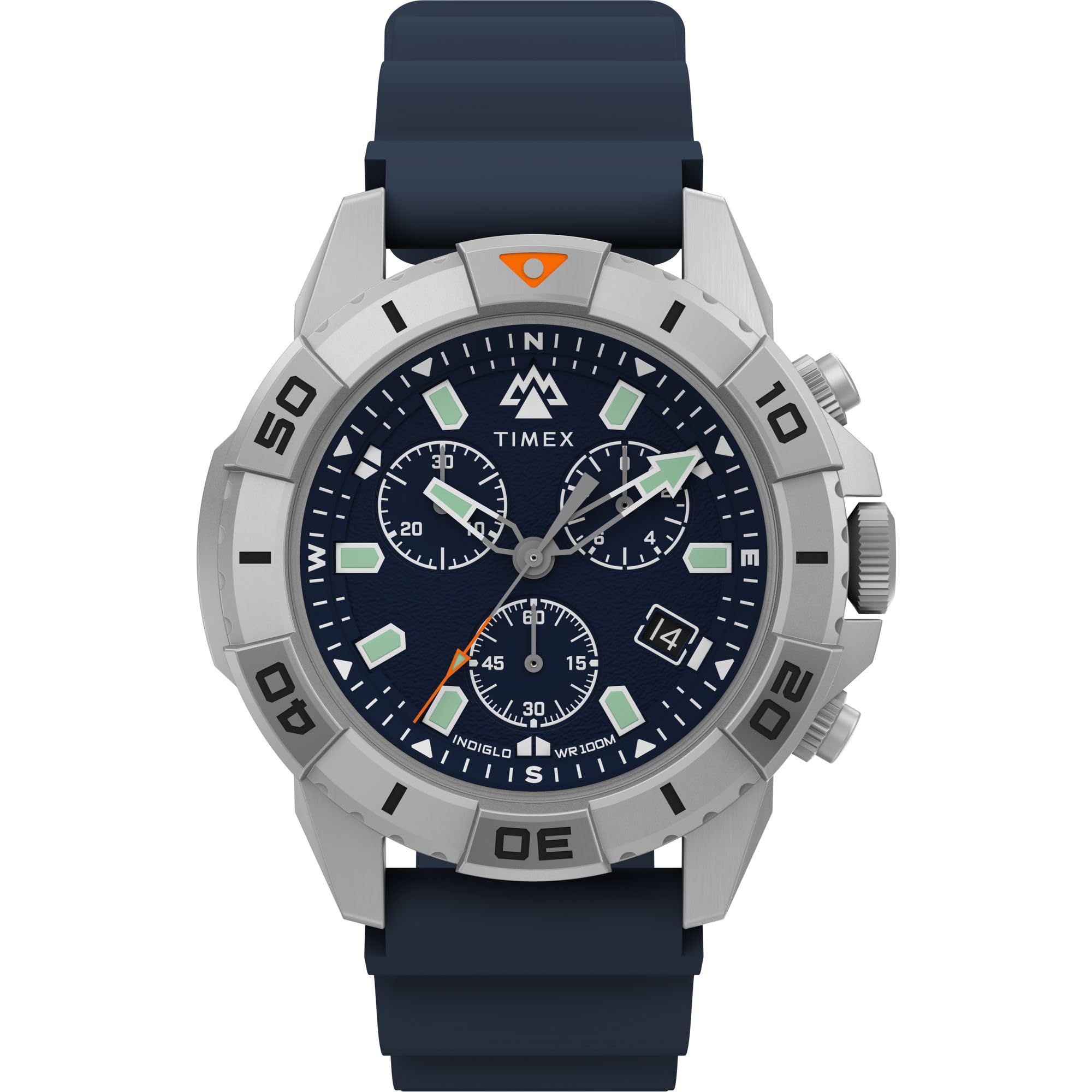 

Timex Men s Expedition Ridge Chronograph 42mm Watch - Blue Strap Blue Dial IP Steel Case, Blue