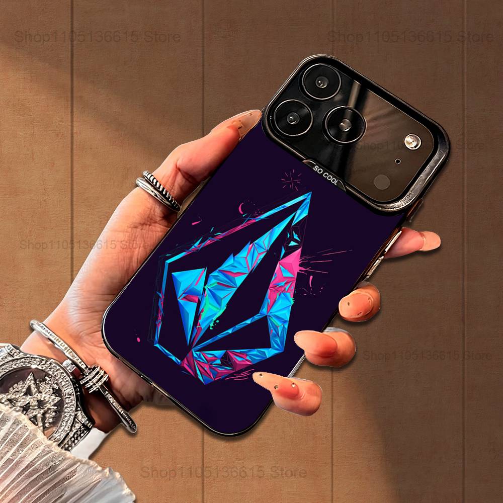 Fashion Sport V-VolCom Style Phone Case For iPhone 16,15,14,17,13,12,11,Mini,Pro,SE,XS,MAX,Black Matte Silicone Cover