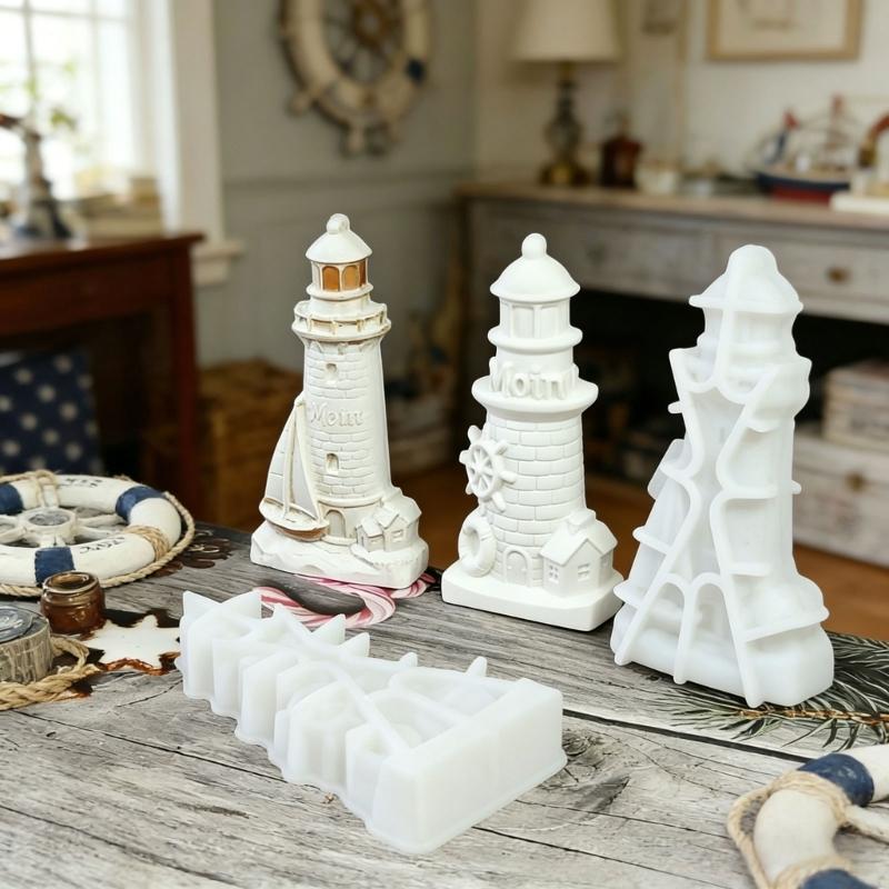 3D Lighthouse Silicone Molds For Making Candle Gypsum Sculpture Concrete Craft Holiday Present Epoxy Resin Project