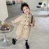 Girls' Autumn Trench Coat Children's British Style Double-breasted Top Baby Girl's Mid-length Coat