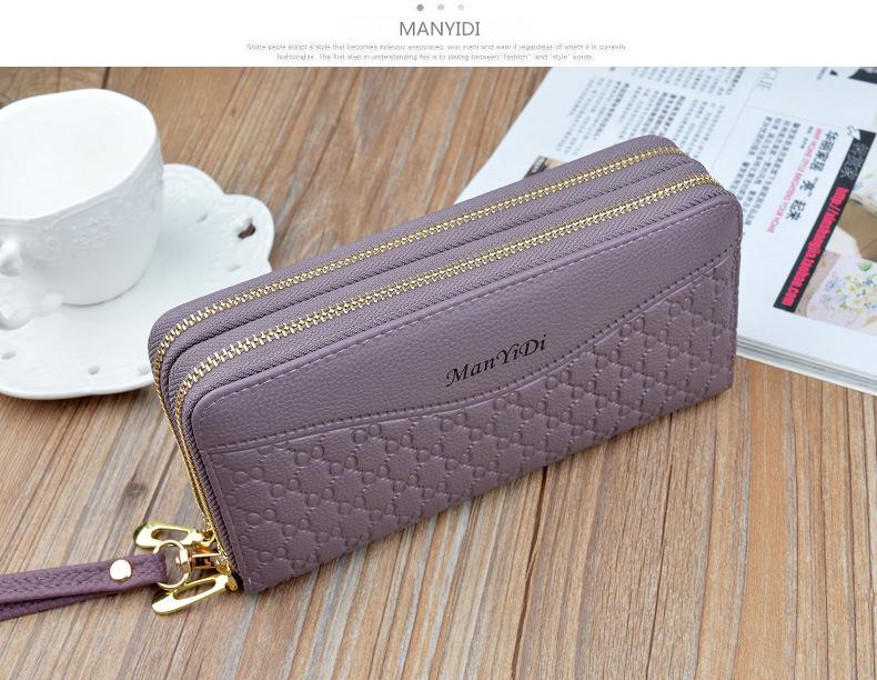 Women's Double Zipper Soft Leather Long Wallet & Phone Clutch
