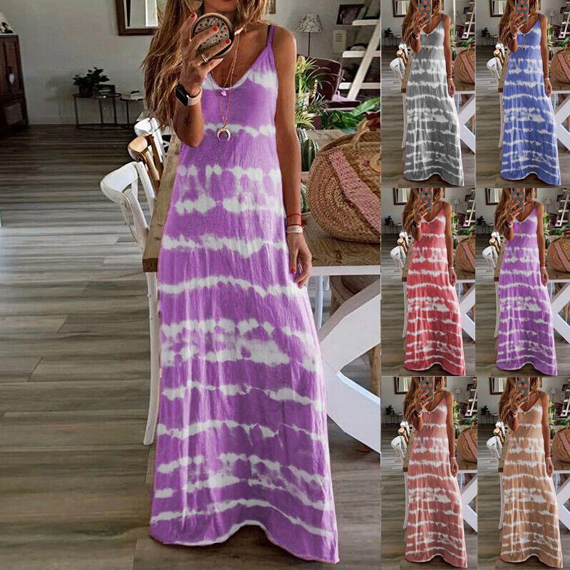 Women Summer Casual Long Maxi Dress With Fashionable Print For Beach Outings