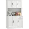 Kitchen Highboard, 6 Doors, 1 Drawer, Open Compartment, Shelves, 100 x 39.5 x 180.5 cm, White