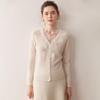 Women's Lace Cashmere Knit Cardigan - 3D Floral Design, Solid Color, Versatile Slimming Fit for Autumn and Winter