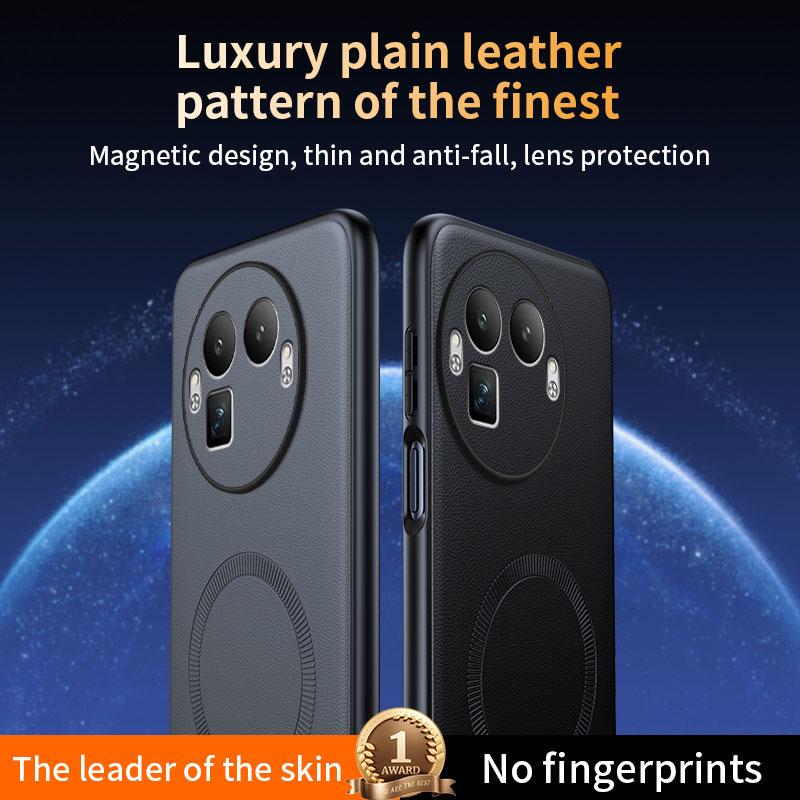 Funda magnética para Realme GT8 Pro Compatible con MagSafe Cubierta trasera de silicona de lujo y cuero PU Para Realmi GT 8 Pro 5G Paracho a prueba de golpes