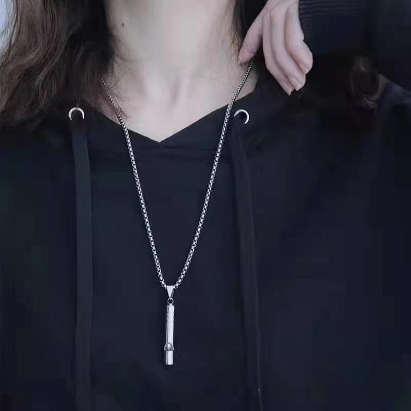 Collier Hip Hop en Acier Titane avec Pendentif Ours pour Hommes & Femmes, Chaîne Pull pour Automne/Hiver