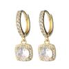 Exquisite Micro Paved Zircon Square Drop Earrings For Women Fashionable Versatile High End Huggie Hoops Jewelry