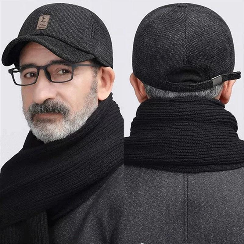 Men Autumn Winter Hat Outdoor Thick Warm Adjustable Earmuffs Baseball Cap