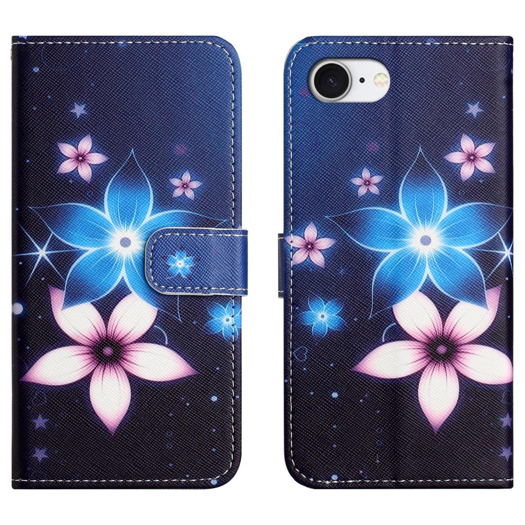For iPhone 16e Case Pattern Print PU Leather Wallet Phone Cover Cross Texture