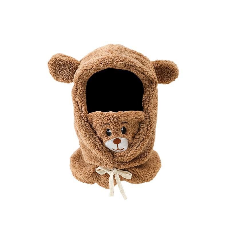 Nowy damski jednoczęściowy kapelusz z kapturem i szalik: Pluszowy, Pogrubiony, Ciepły, Miękki, Zimowy, Ochrona przed zimnem i uszu, Ocieplacz na szyję, Uroczy design.